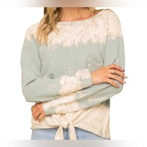 Hem & Thread small mint tie front tie dye sweatshirt long sleeve pullover NWOT